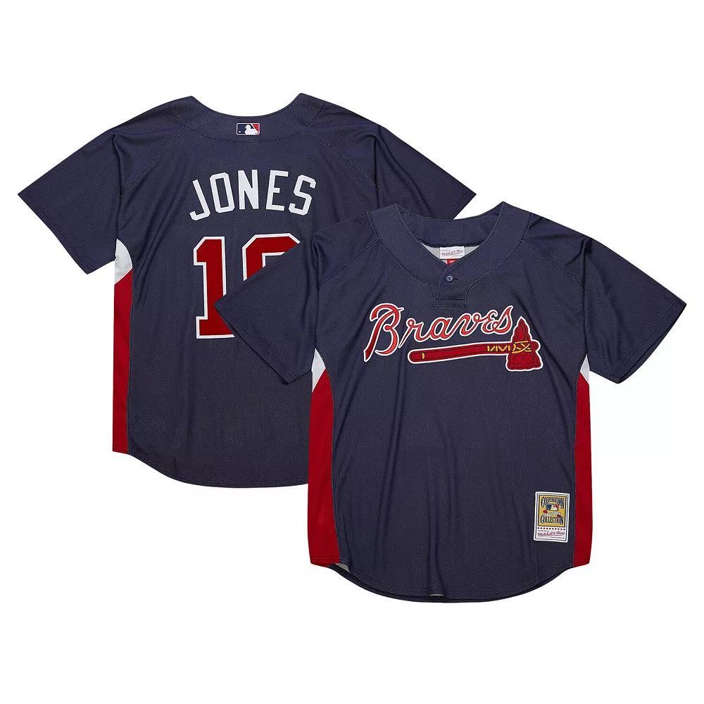 Men's Mitchell & Ness Chipper Jones Navy Atlanta Braves Cooperstown Collection 2007 Batting Practice Jersey, Size: 3XL, Blue Product Image