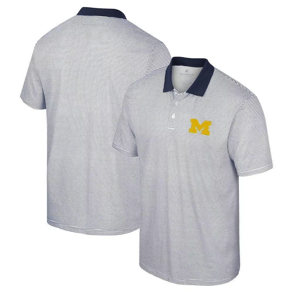 Men's Colosseum White/Black Michigan Wolverines Print Stripe Polo, Size: Large Product Image