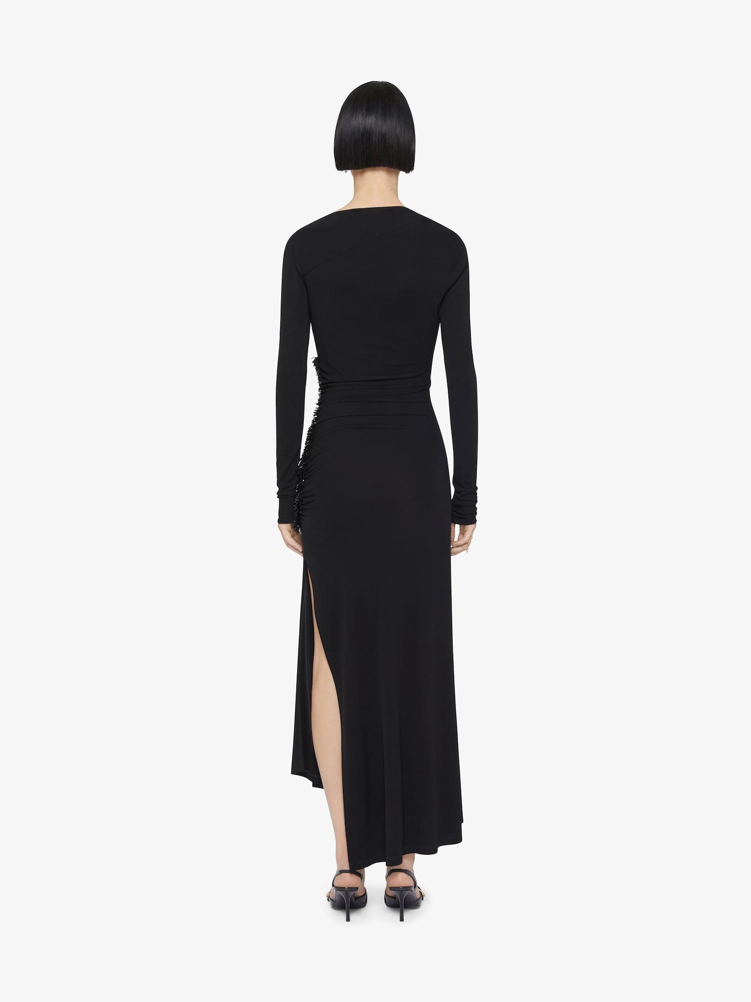 Draped dress in embroidered jersey Product Image