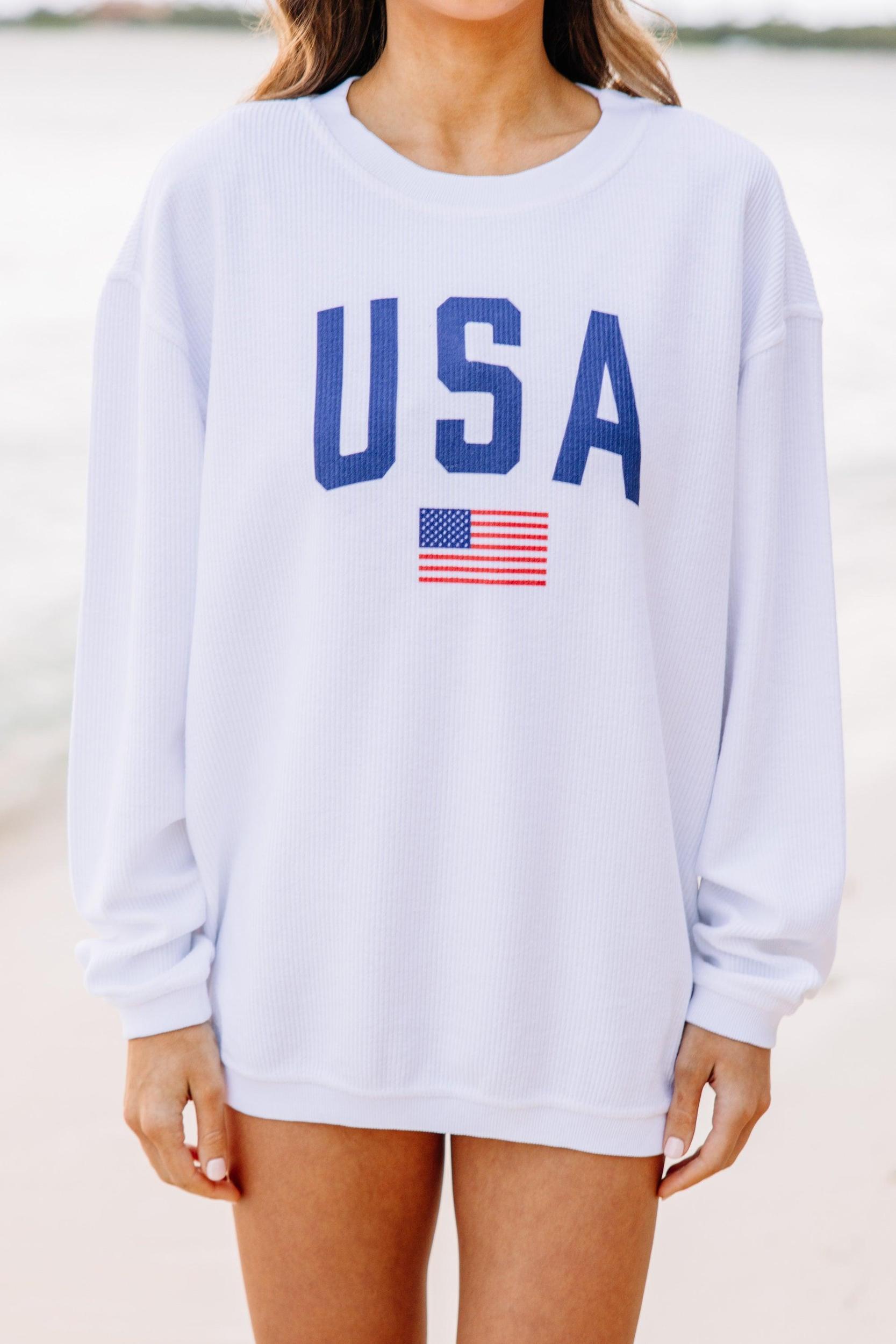 Simply Patriotic White Graphic Corded Sweatshirt Female Product Image