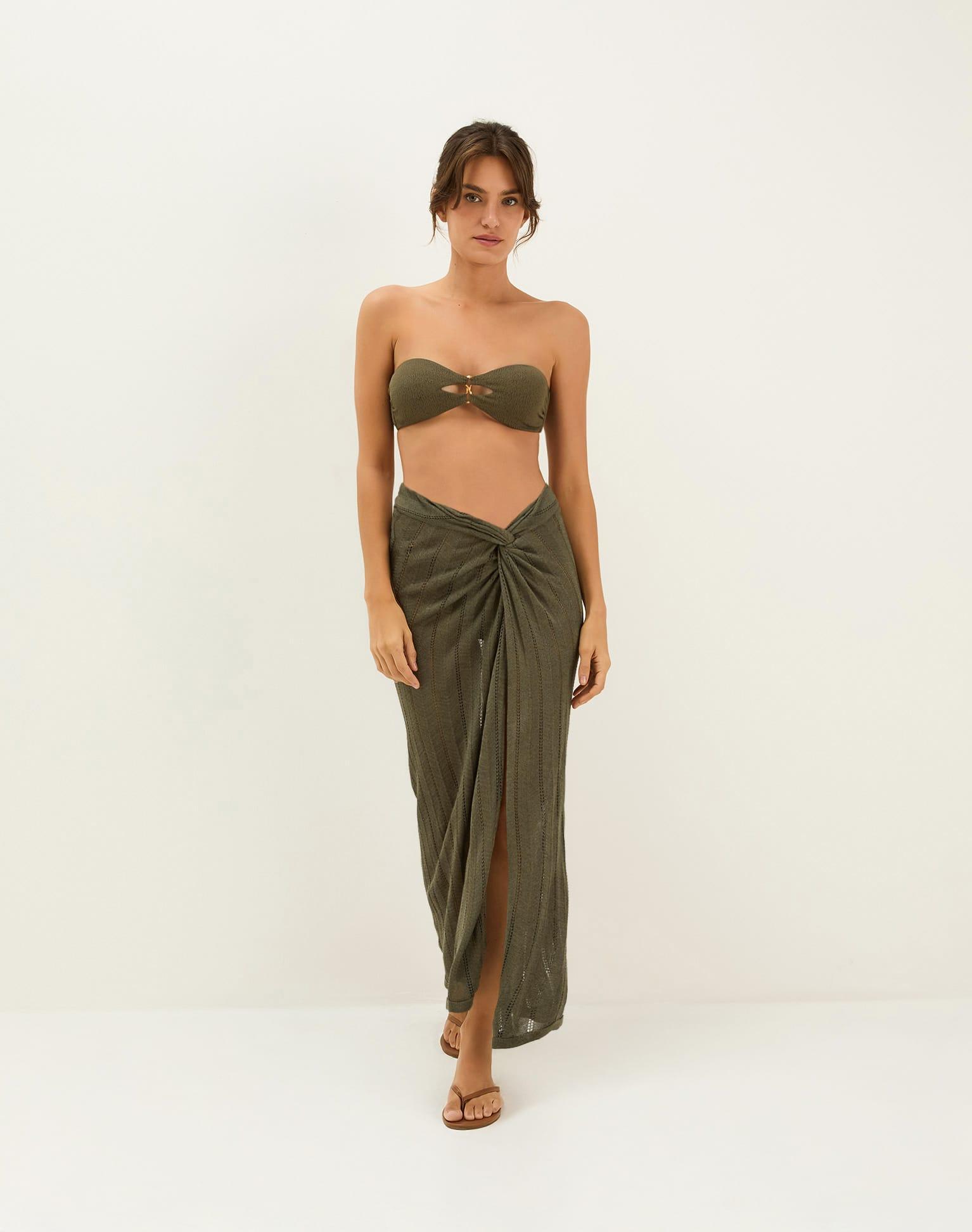 Knit Solaro Bardot Top - Evergreen Product Image