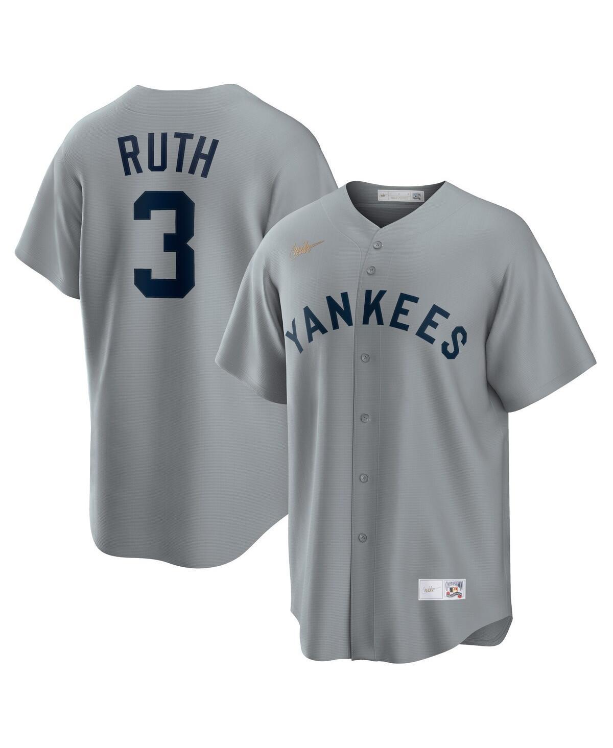 Mens Nike Babe Ruth Gray New York Yankees Road Cooperstown Collection Player Jersey Product Image