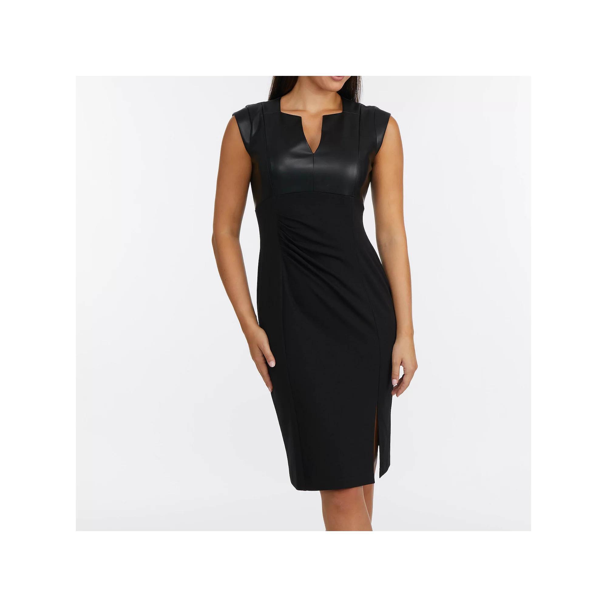 Women's Ellen Tracy Stretch Crepe Dress With A Pleated Waist Detail, Size: XS, Black Product Image