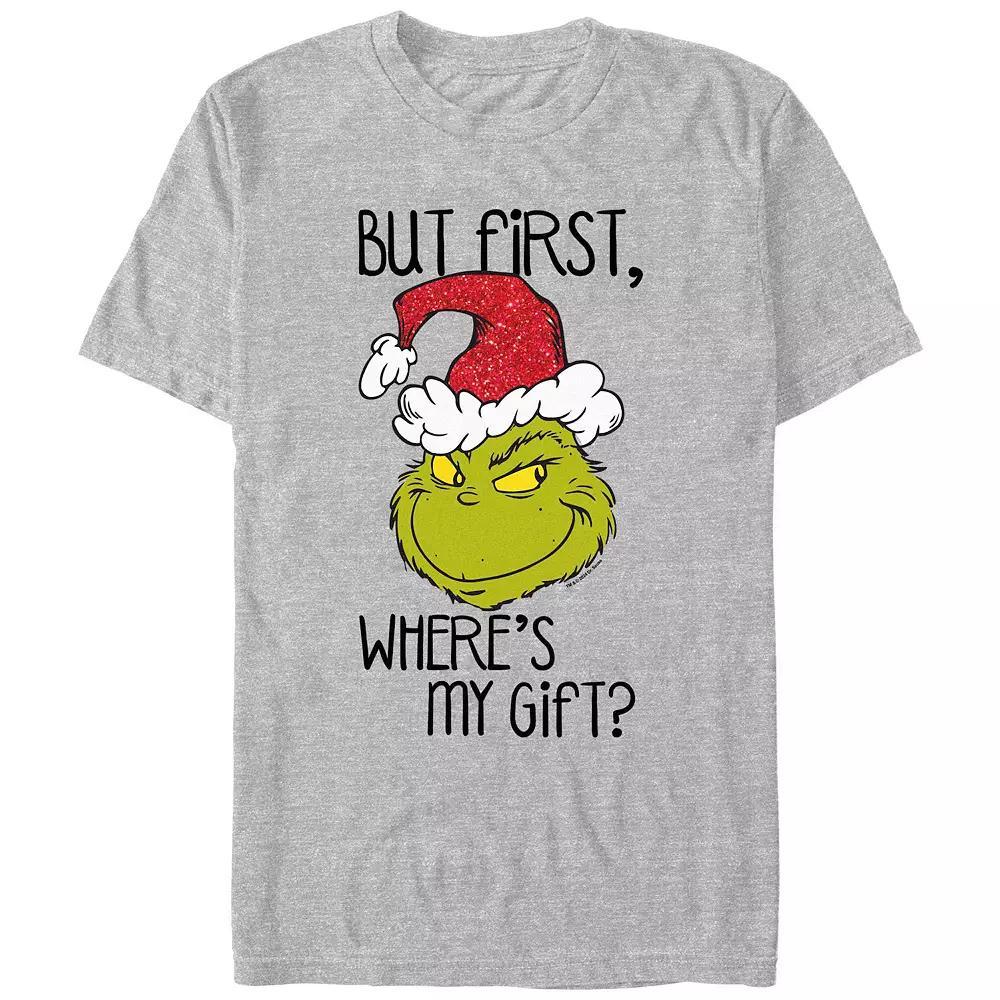 Big & Tall Dr. Seuss Grinch But First, Where's My Gift Graphic Tee, Men's, Size: XL, Athletic Grey Product Image