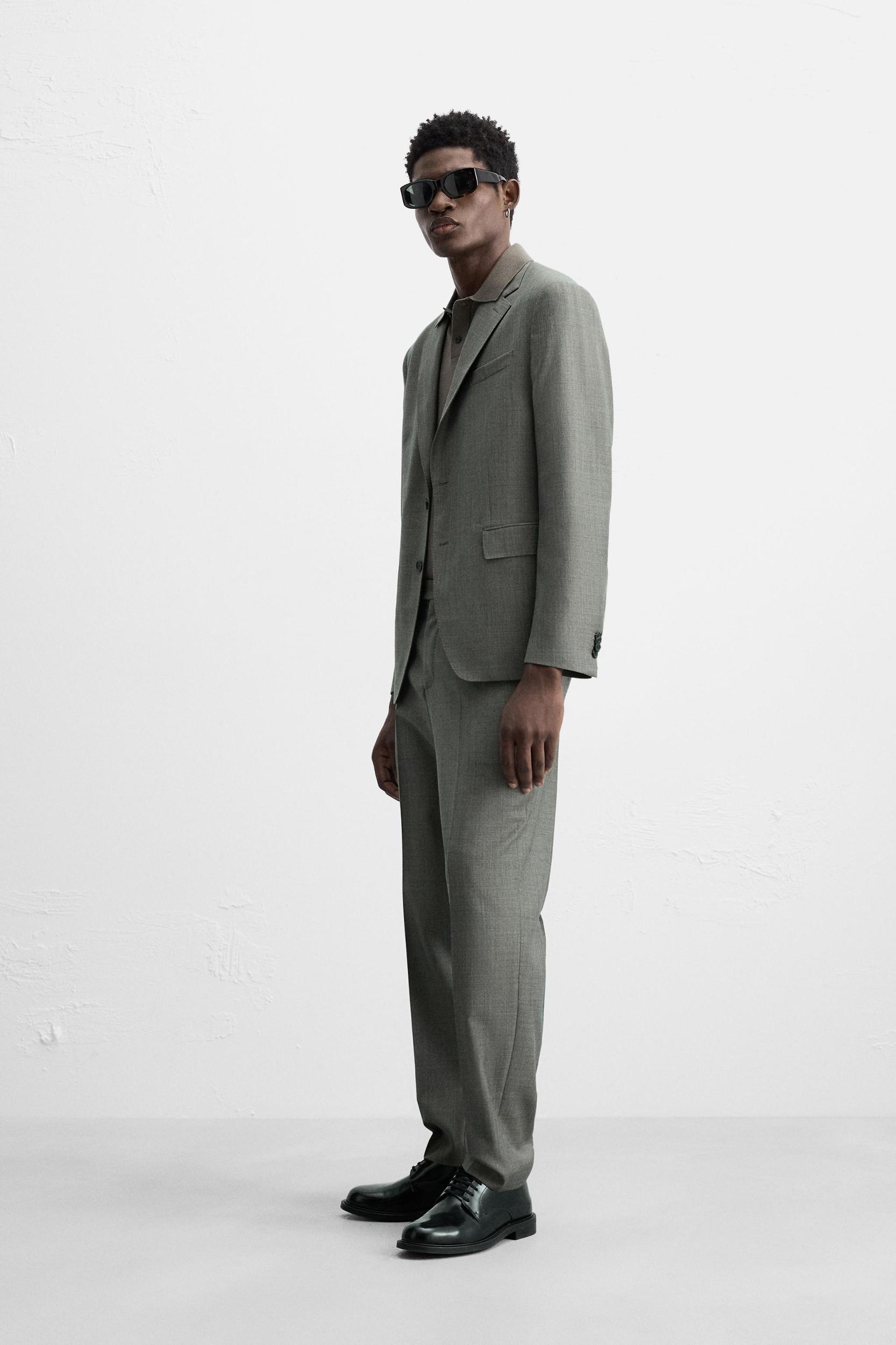 100% WOOL TEXTURED SUIT BLAZER Product Image