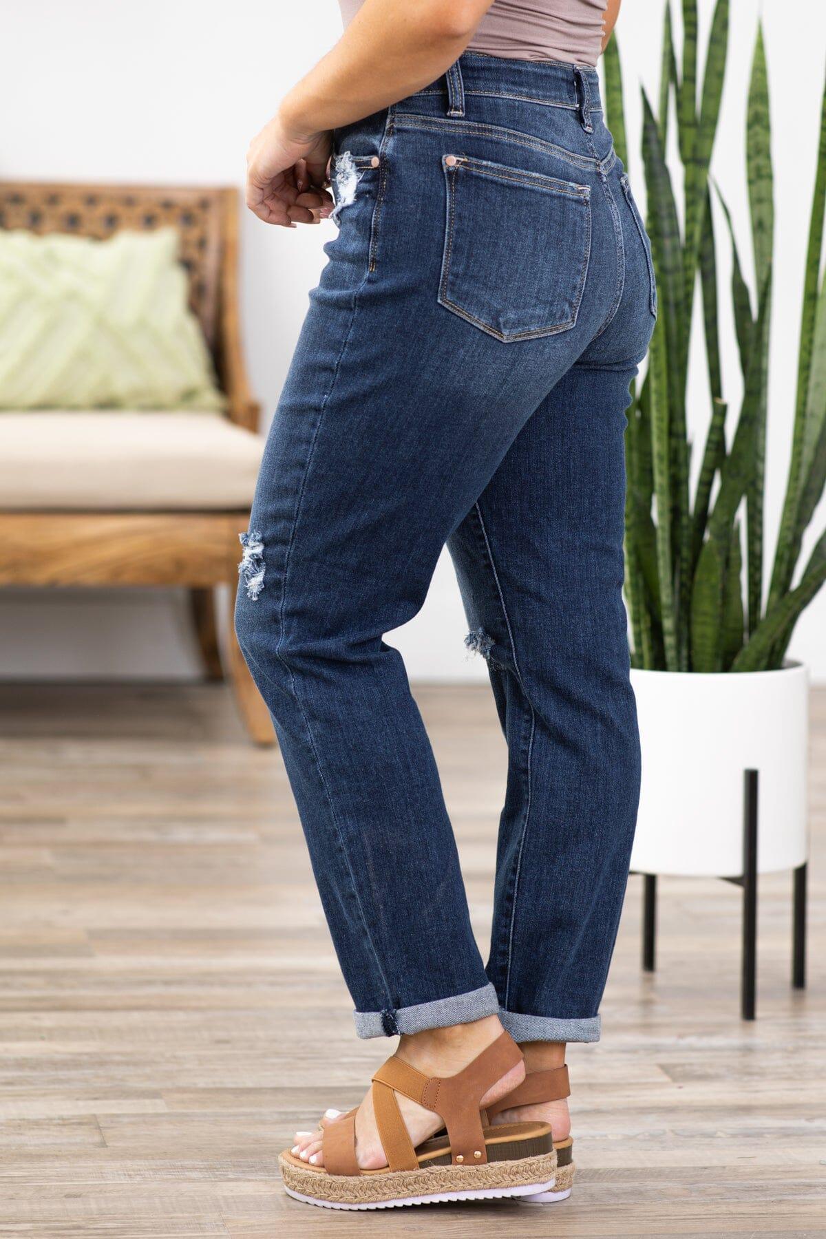 Judy Blue High Rise Cuffed Boyfriend Fit Jeans Product Image