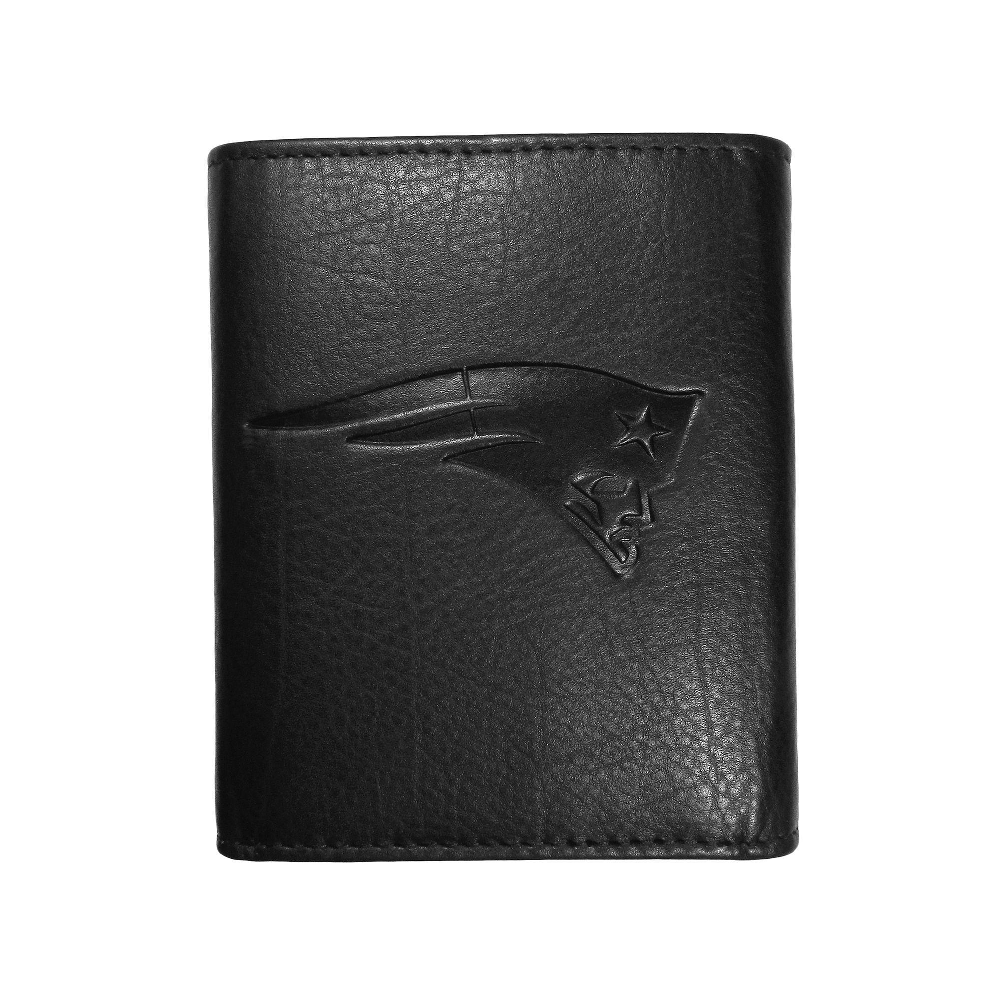 Men's New England Patriots Embossed Leather Tri-Fold Wallet, Black Product Image