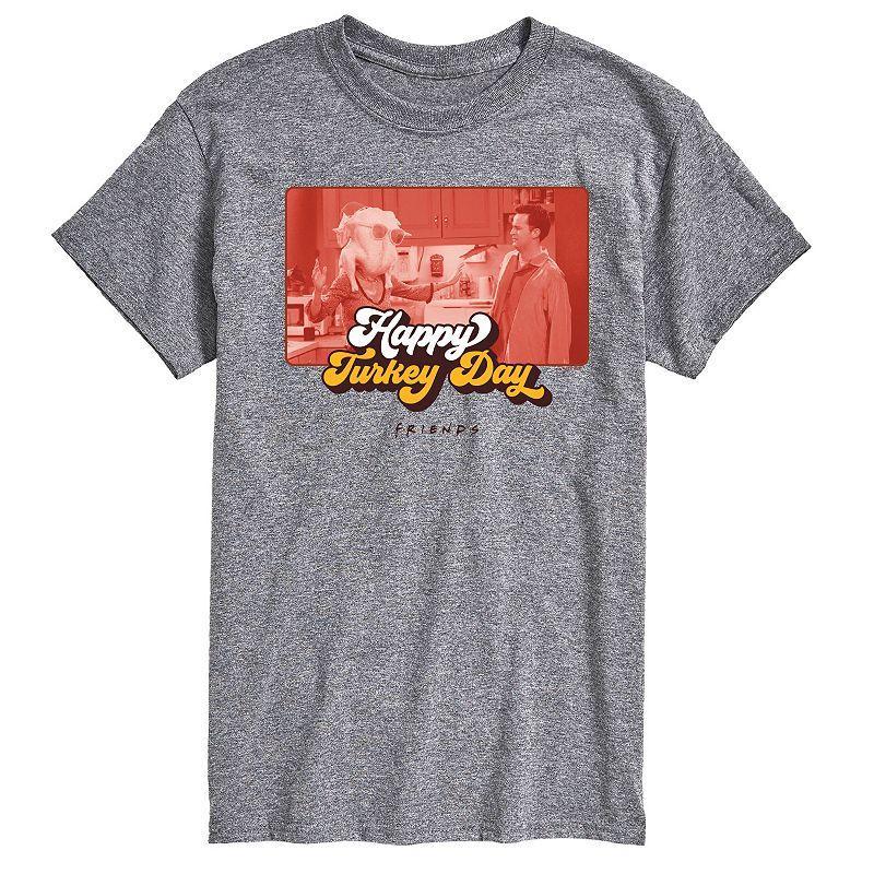 Big & Tall Friends Happy Turkey Day Graphic Tee, Mens Grey Gray Product Image