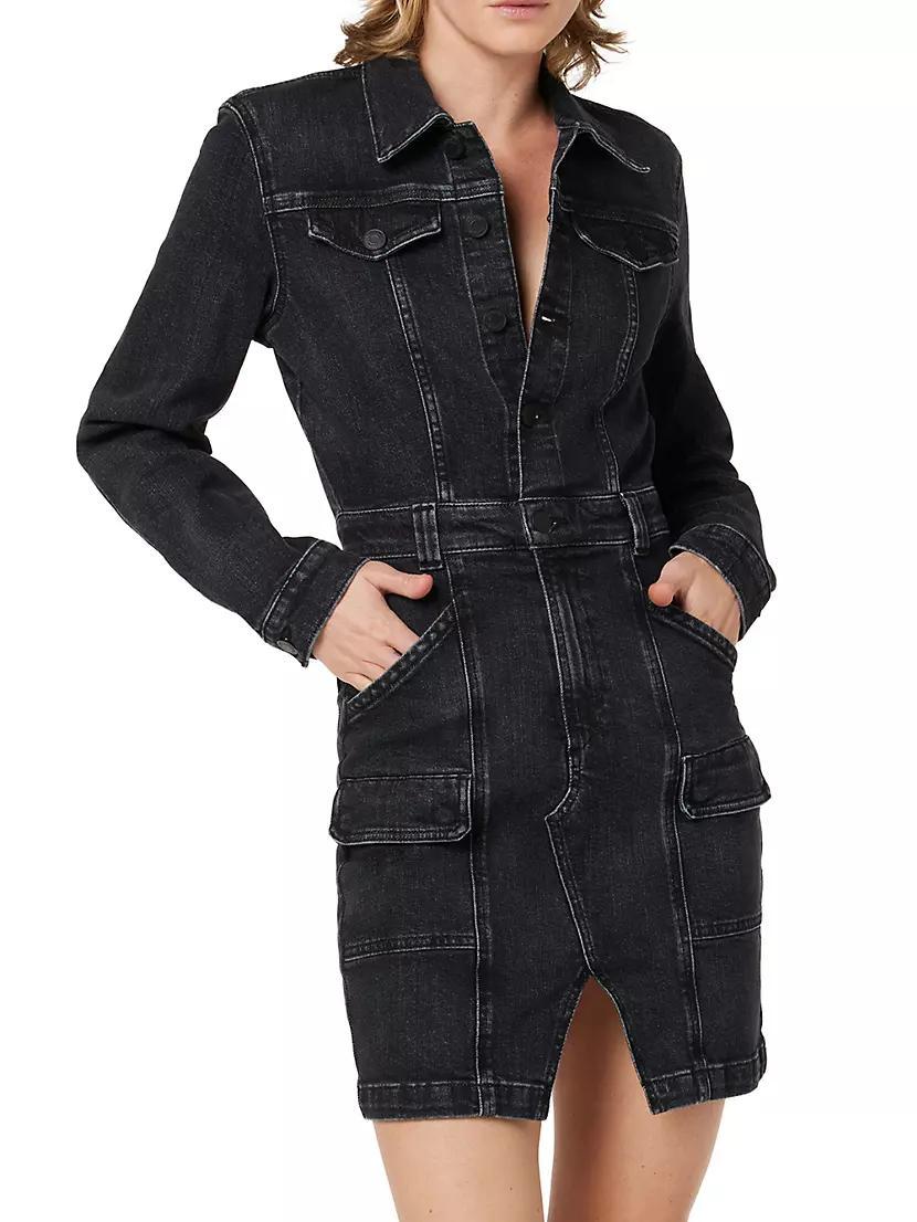 Reconstructed Denim Long-Sleeve Minidress Product Image