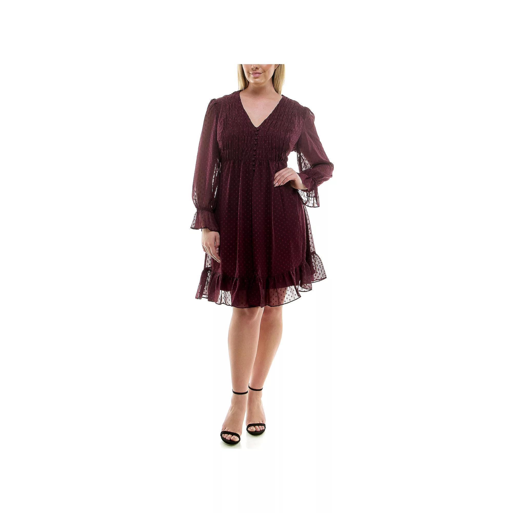 Plus Size Taylor Smocked Waist Ruffle Dress, Womens Red Product Image