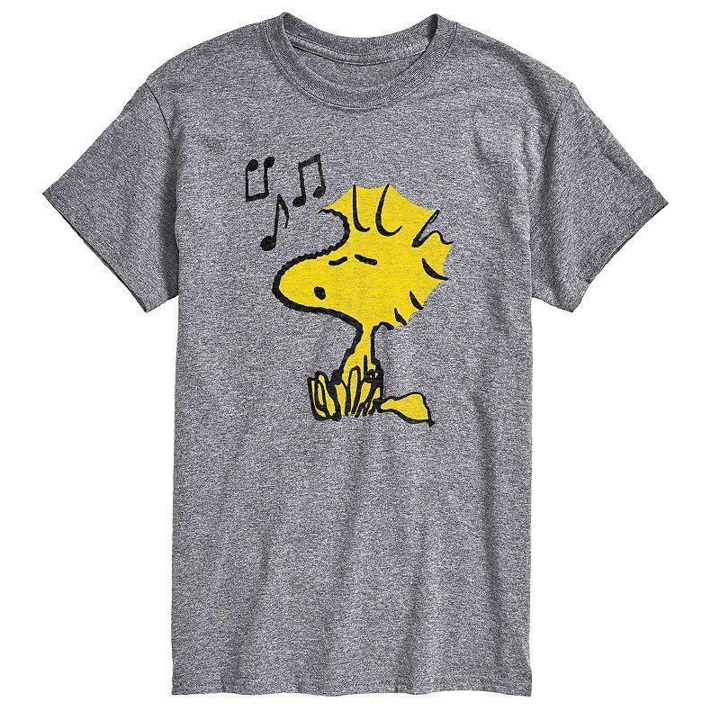 Mens Peanuts Woodstock Singing Graphic Tee Grey Gray Product Image
