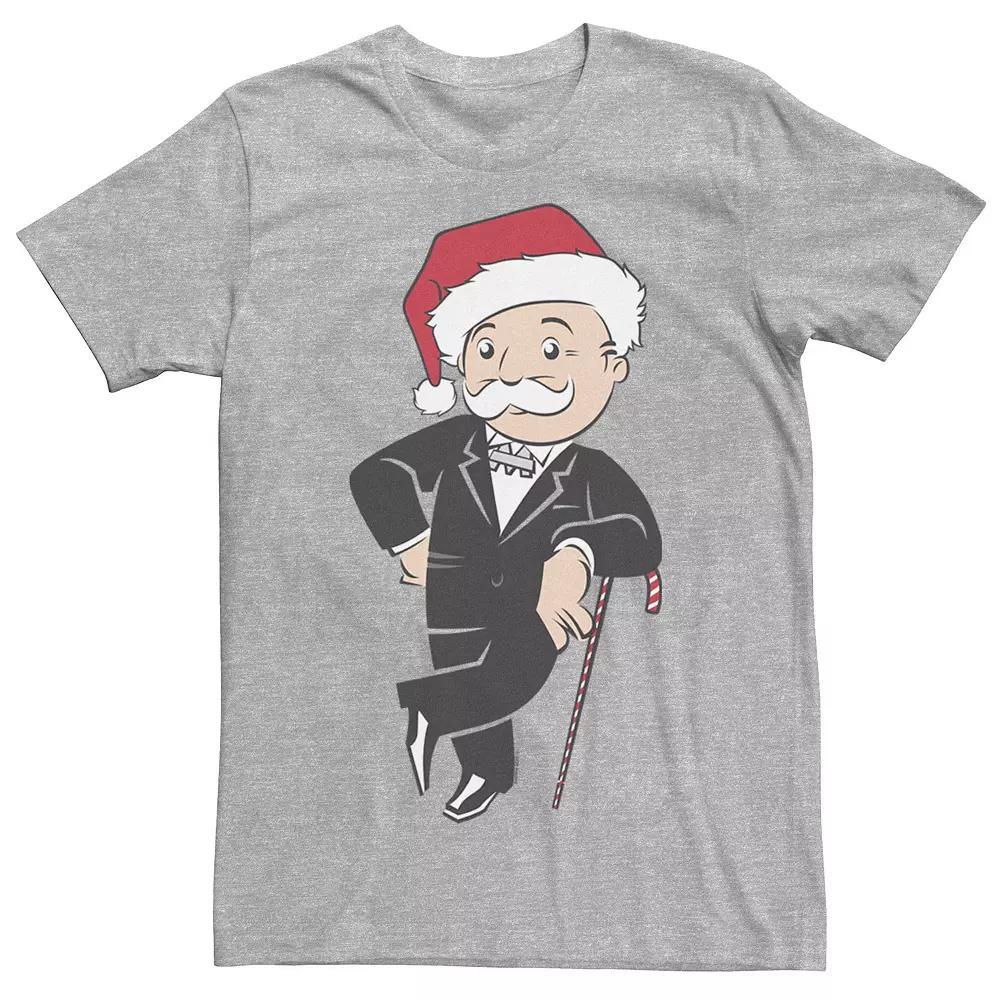 Men's Monopoly Christmas Rich Uncle Pennybags Santa Hat Portrait Tee, Size: XXL, Athletic Grey Product Image