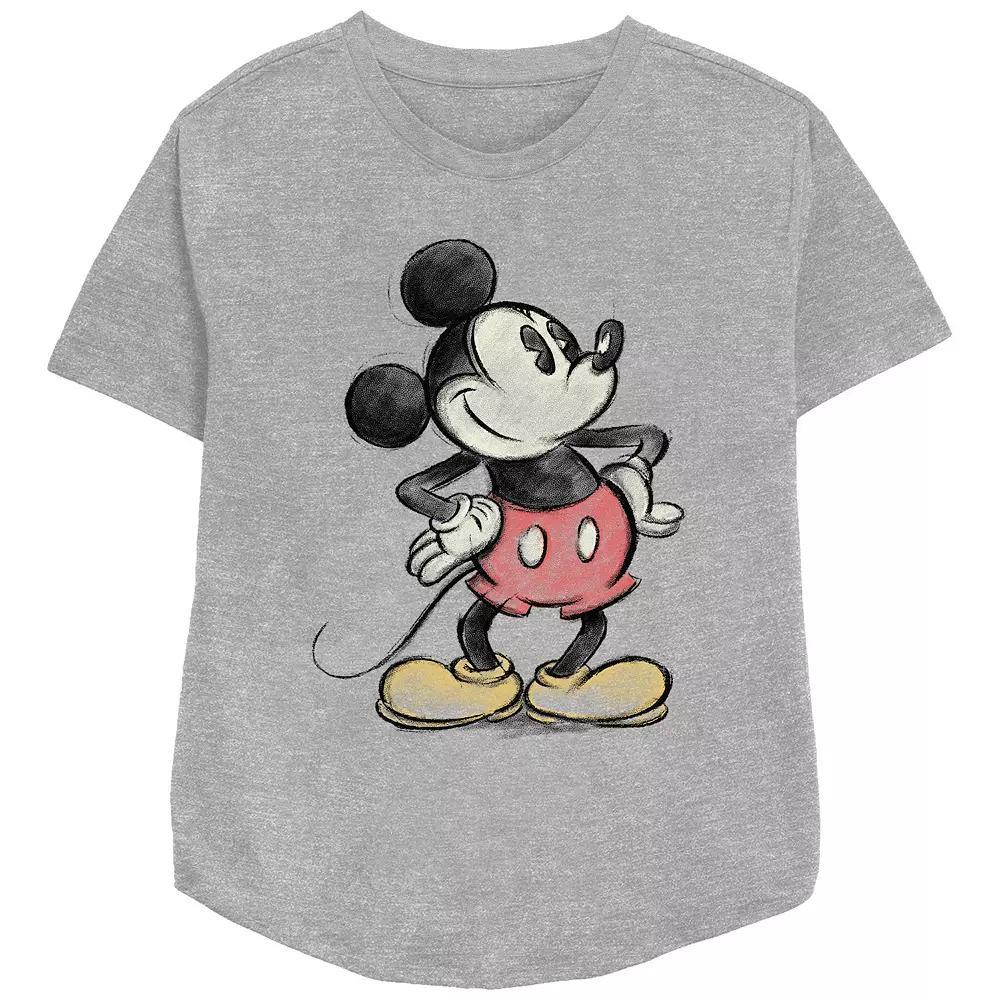 Disney's Mickey Mouse Color Sketch Women's Relaxed Fit Graphic Tee, Size: XL, Athletic Grey Product Image