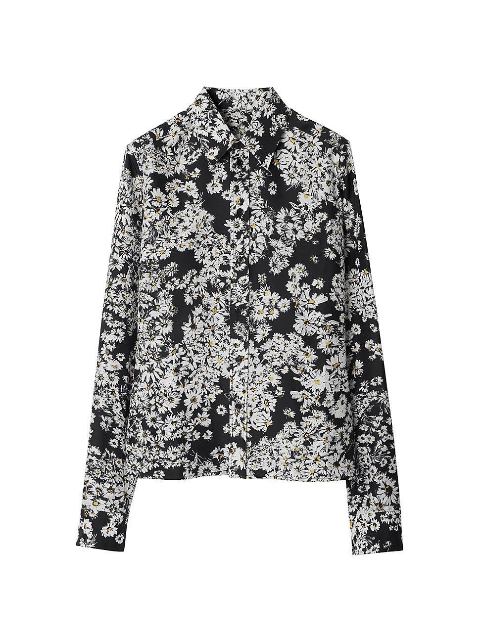 Womens Daisy Print Silk Shirt Product Image