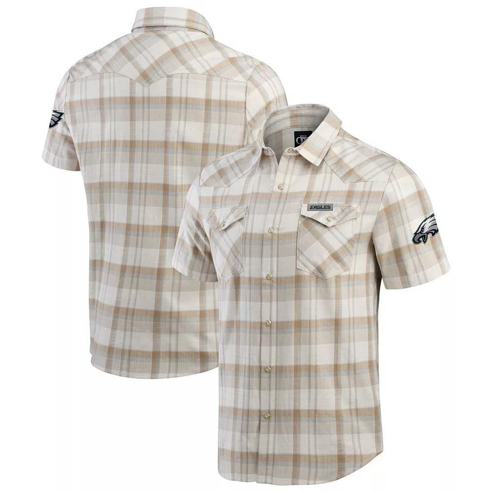 Men's Darius Rucker Collection by Fanatics Gray Philadelphia Eagles Plaid Full-Snap Shirt, Size: XXL, Beige Product Image