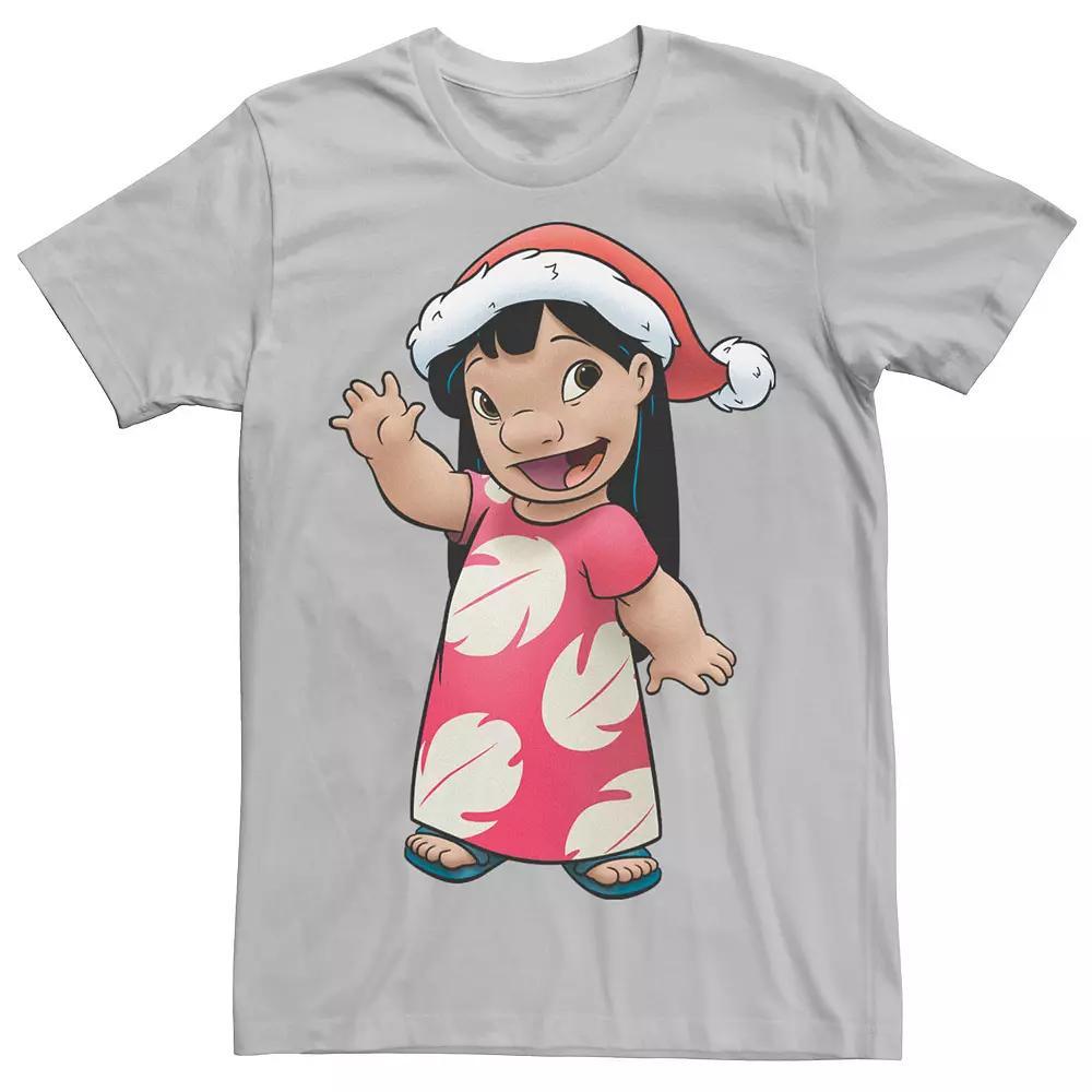 Disney's Lilo & Stitch Christmas Lilo Santa Hat Portrait Men's Tee, Size: Small, Silver Product Image
