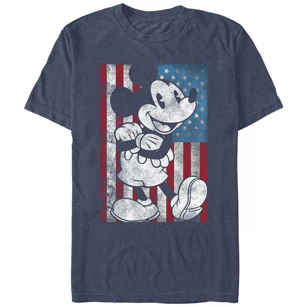 Disney's Mickey Mouse Men's USA Distressed Style Graphic Tee, Size: XS, Navy Grey Product Image
