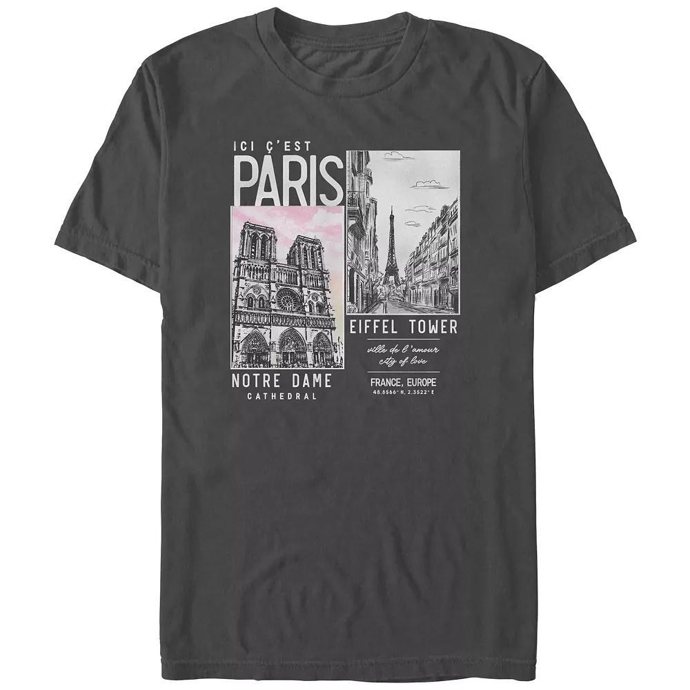Men's Paris Places Of Interest Graphic Tee, Size: XL, Grey Product Image
