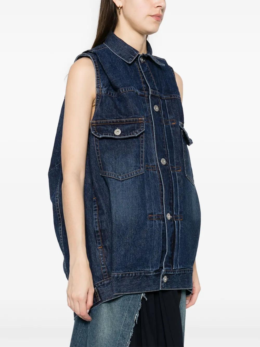 SACAI Cocoon Denim Mini Vest Dress In Blue Product Image