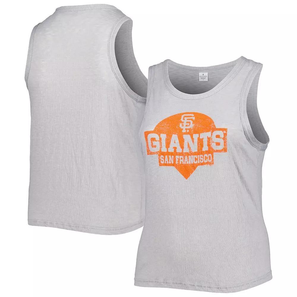 Womens Soft as a Grape Gray San Francisco Giants Plus Size High Neck Tri-Blend Tank Top Product Image