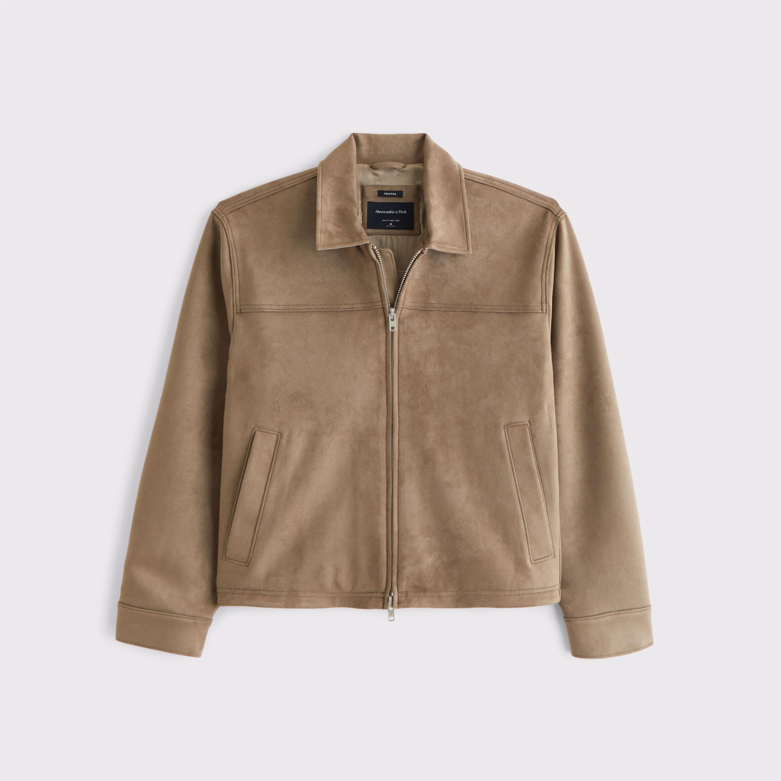 Lightweight Cropped Vegan Suede Easy Zip Jacket Product Image