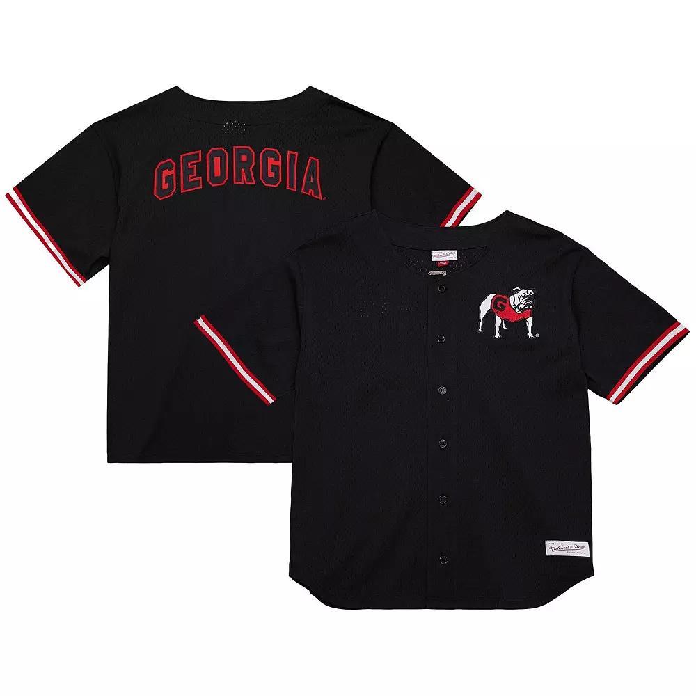 Men's Mitchell & Ness Black Georgia Bulldogs Game Time Vintage Mesh Button Front Top, Size: 2XL Product Image