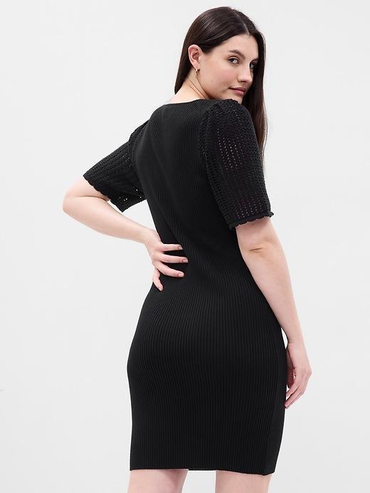 Crochet Sleeve Mini Sweater Dress Product Image