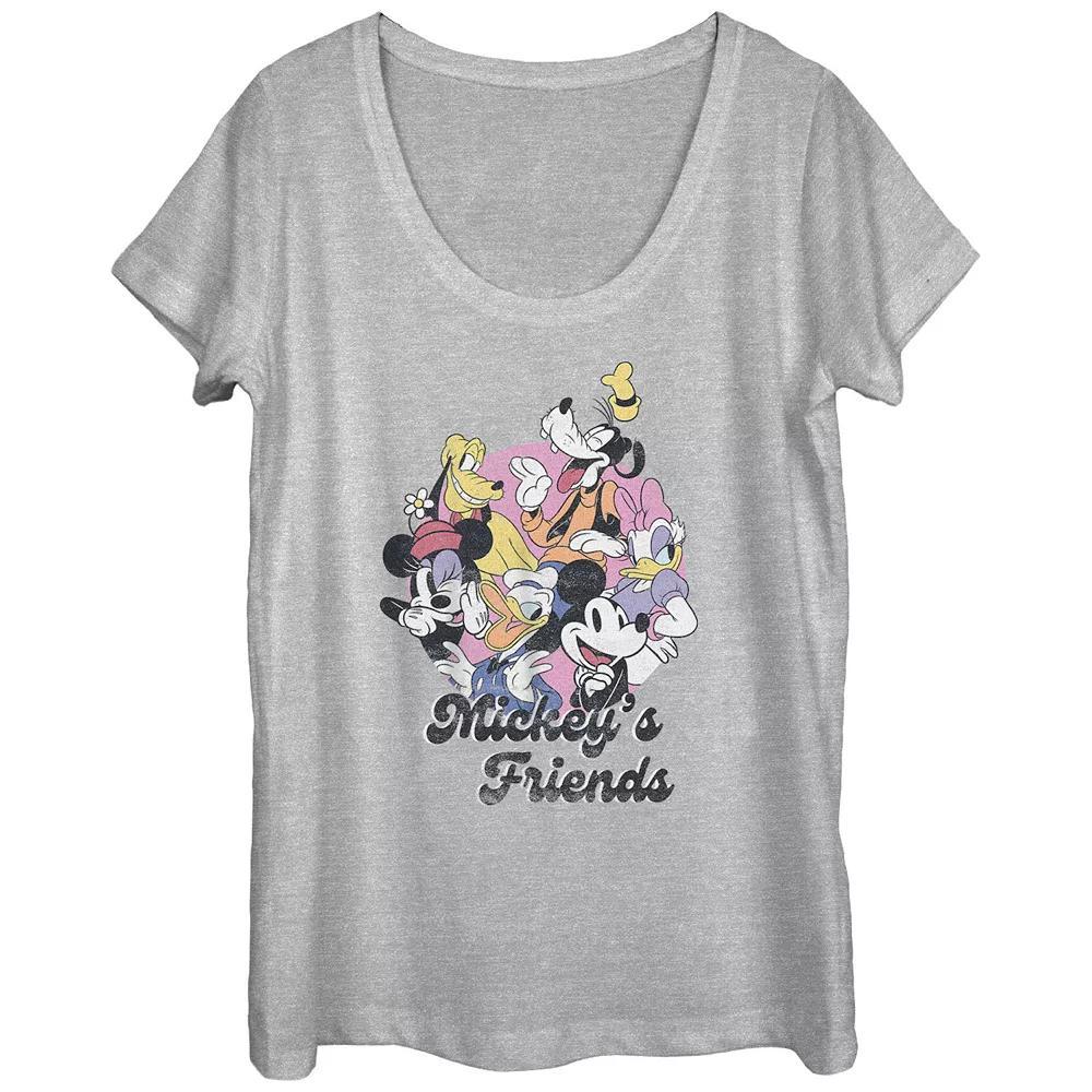 Disney's Mickey Mouse And Friends Laughing Scoop Neck Juniors' Graphic Tee, Women's, Size: XL, Athletic Grey Product Image