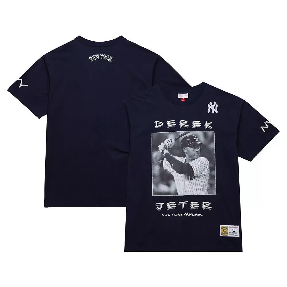 Men's Mitchell & Ness Derek Jeter Navy New York Yankees Cooperstown Collection Heavyweight Premium Player Vintage Logo T-Shirt, Size: Small, Blue Product Image
