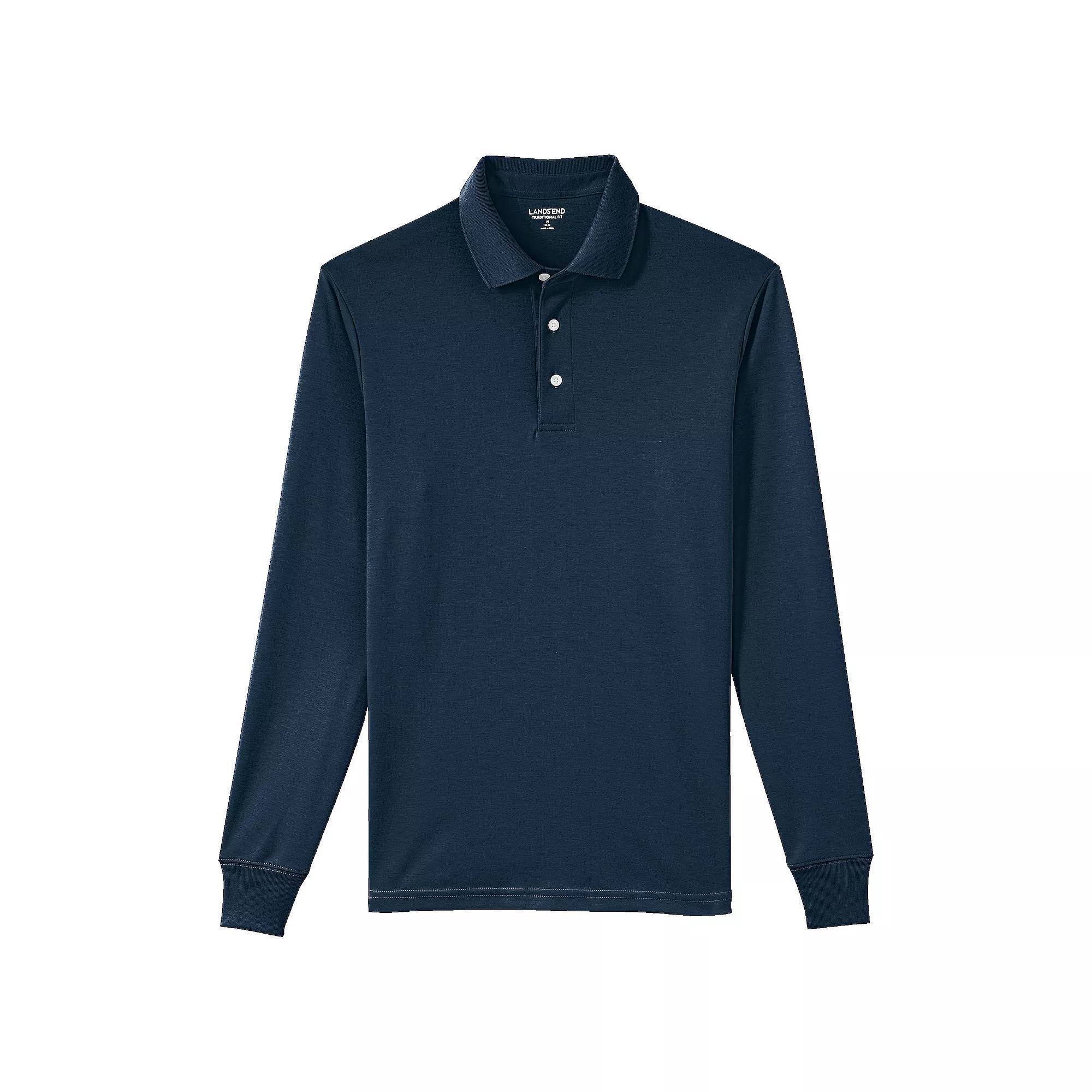 Men's Lands' End Soft Supima Polo, Size: Large, Radiant Blue Product Image