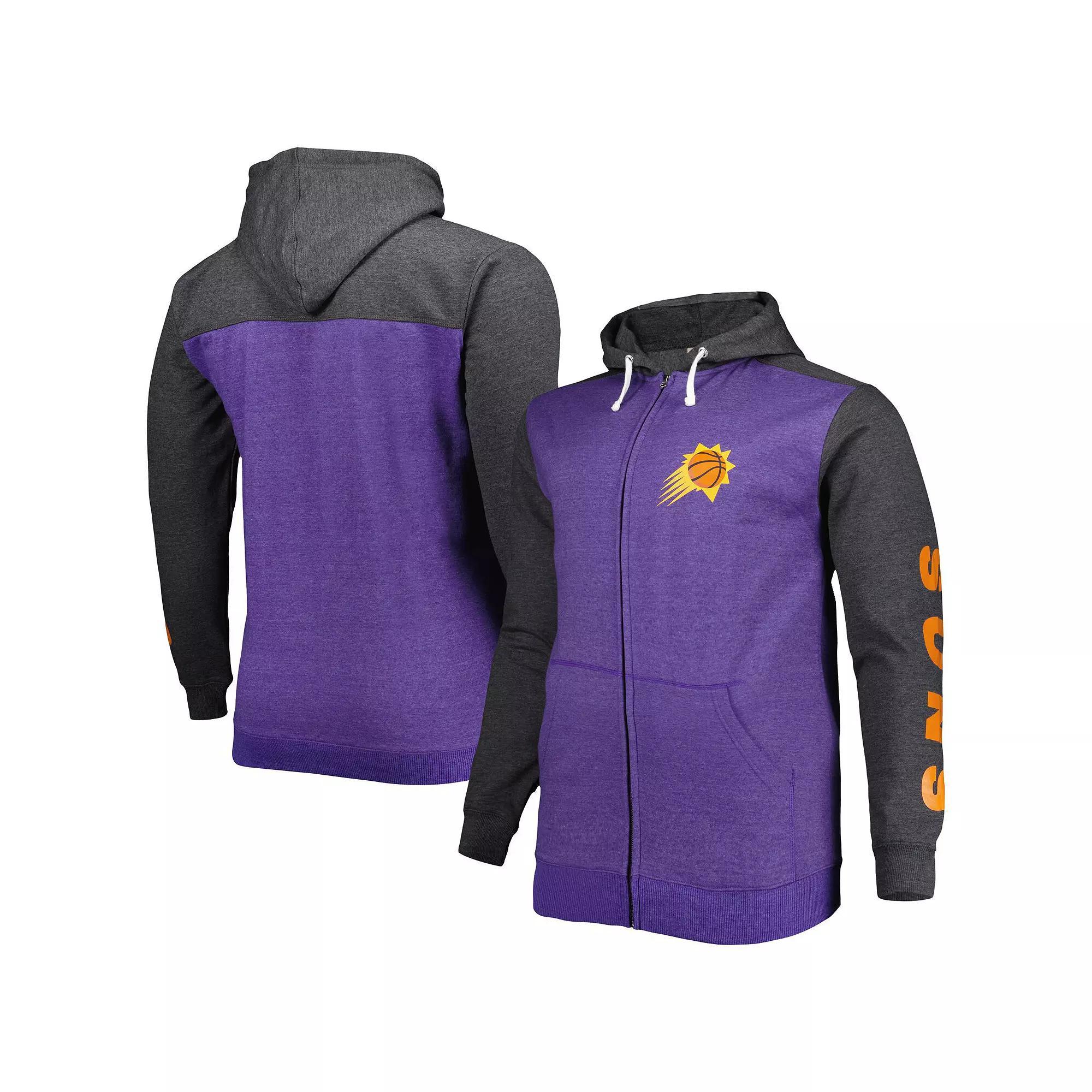 Men's Fanatics Branded Purple/Heathered Black Phoenix Suns Big & Tall Down and Distance Full-Zip Hoodie, Size: 3XLT, Phx Purple Product Image