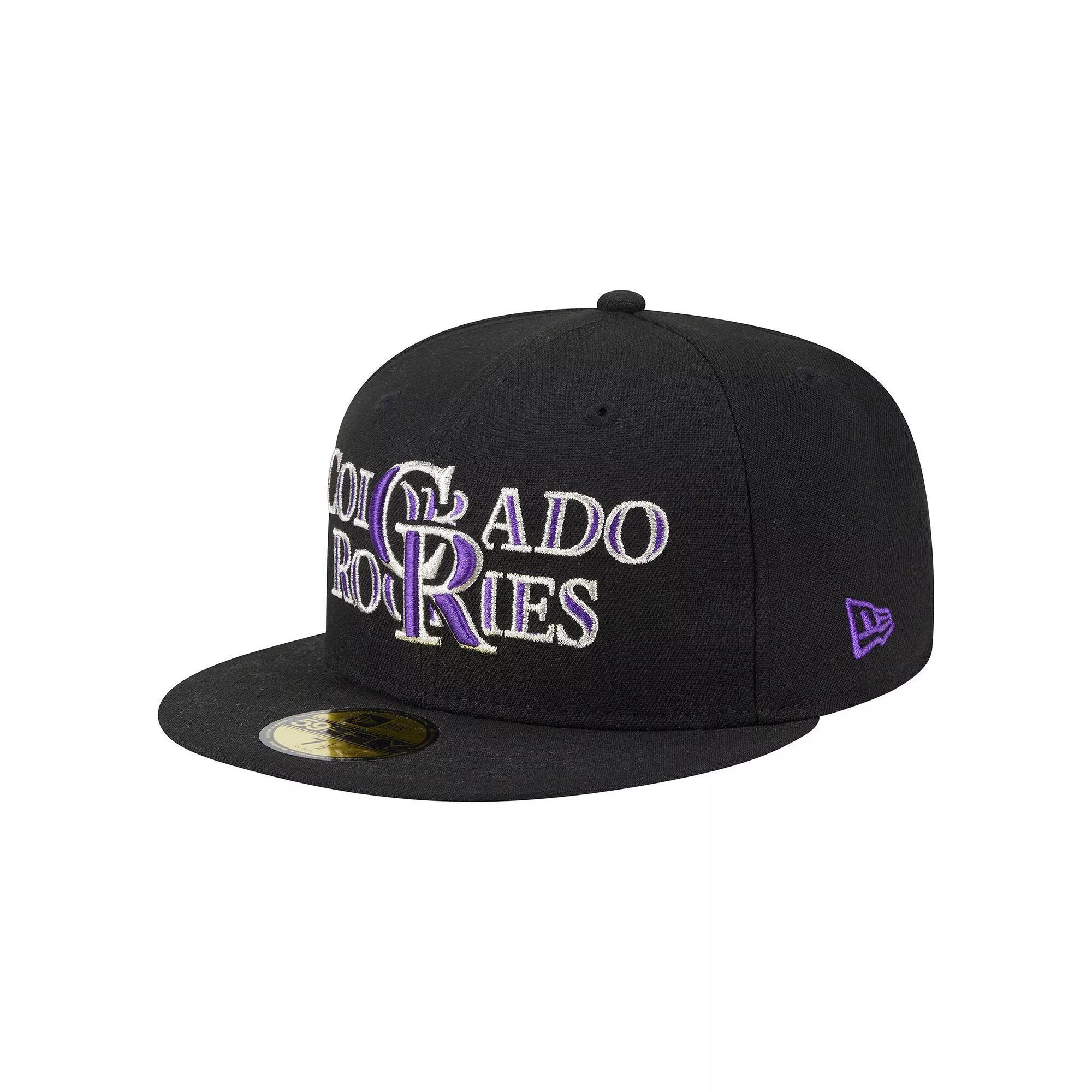 Men's New Era Black Colorado Rockies Overlap 59FIFTY Fitted Hat, Size: 7 1/4 Product Image