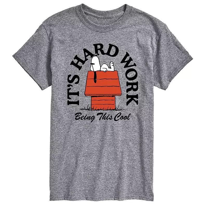 Mens Peanuts Its Hard Work Being Cool Graphic Tee Grey Gray Product Image