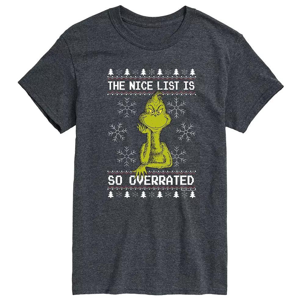 Mens Dr. Seuss The Grinch Overrated Tee Grey Product Image