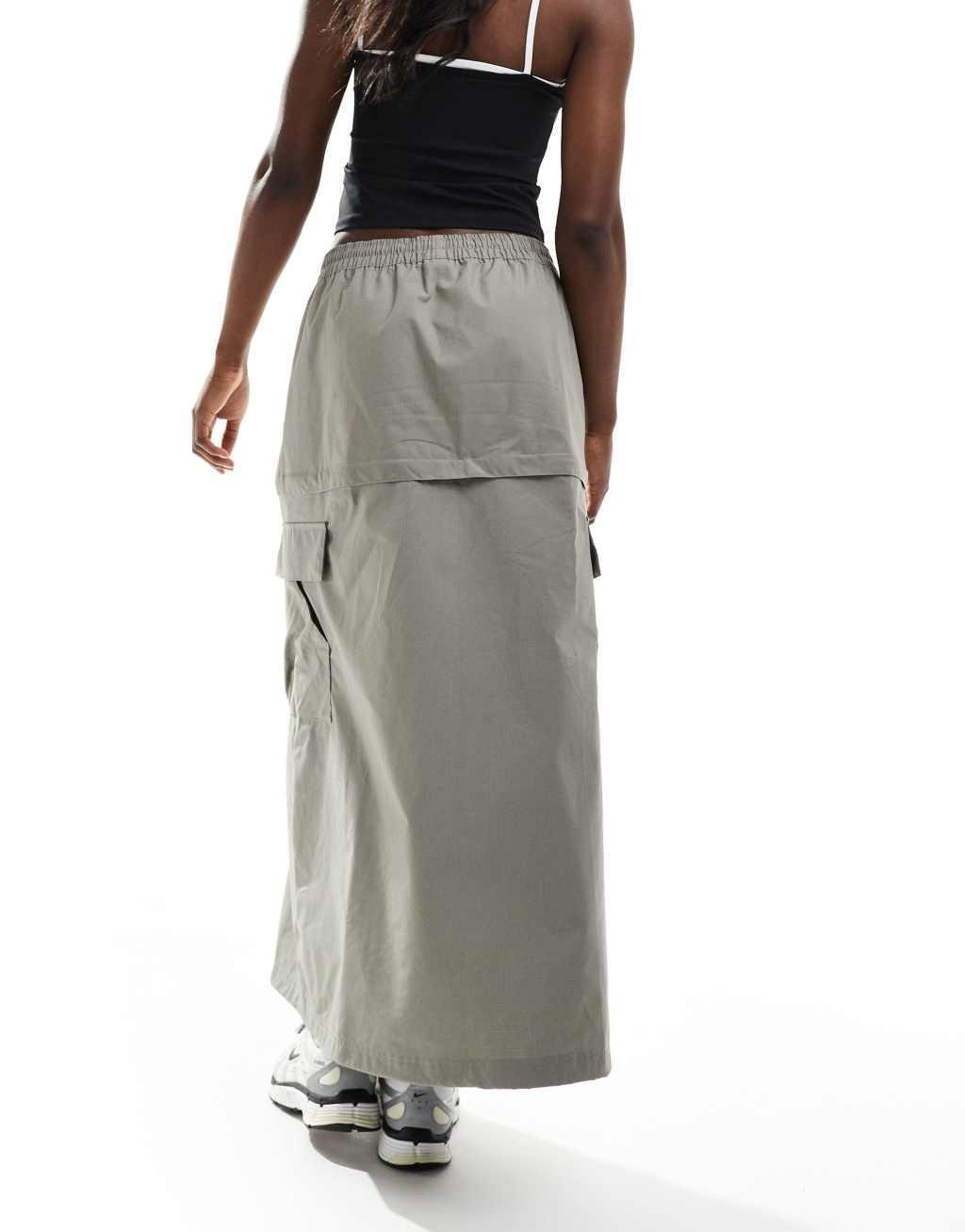 Nike essential cargo midi skirt in gray Product Image