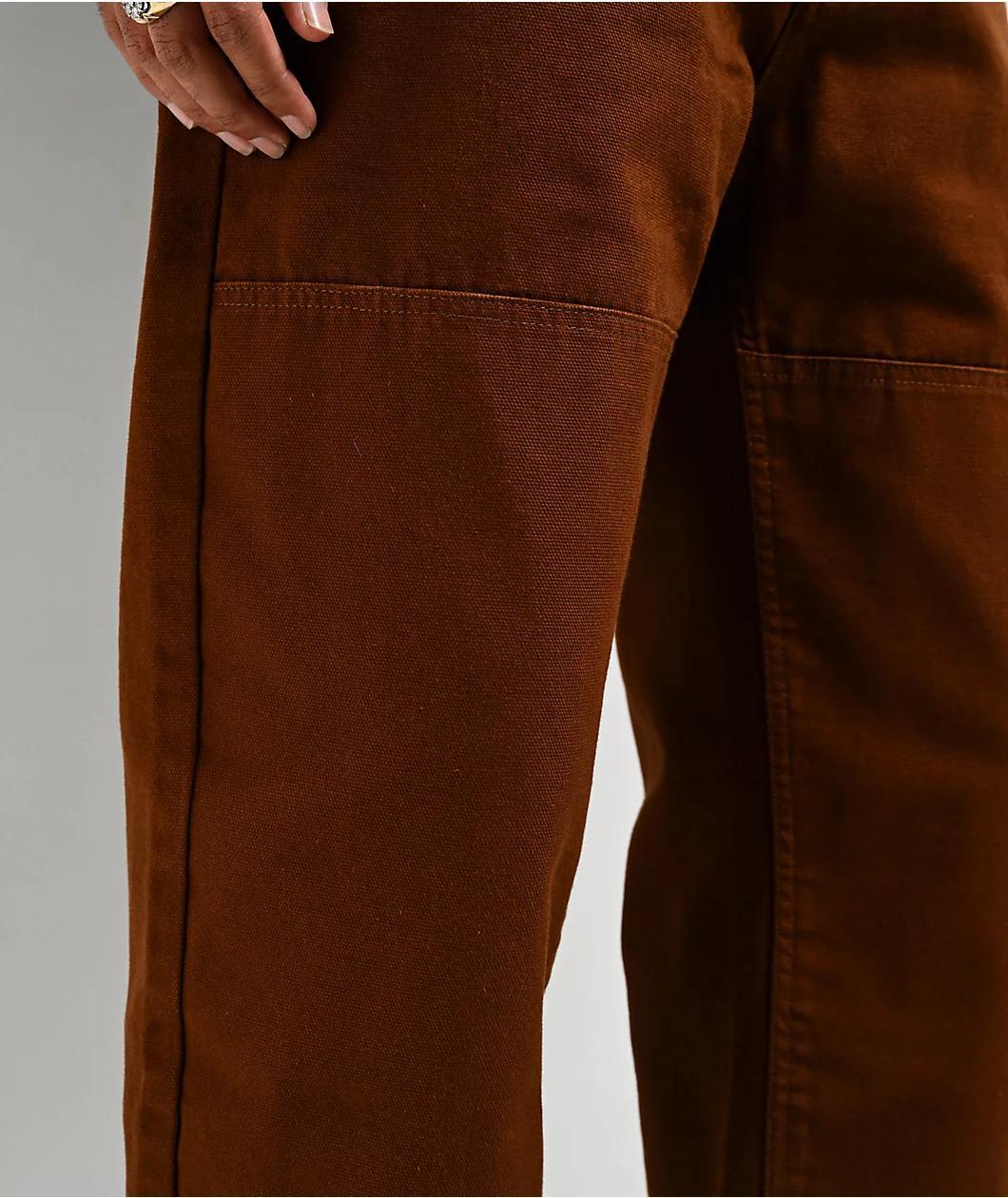 Real Tough Threads Double Knee Brown Loose Fit Pants Product Image