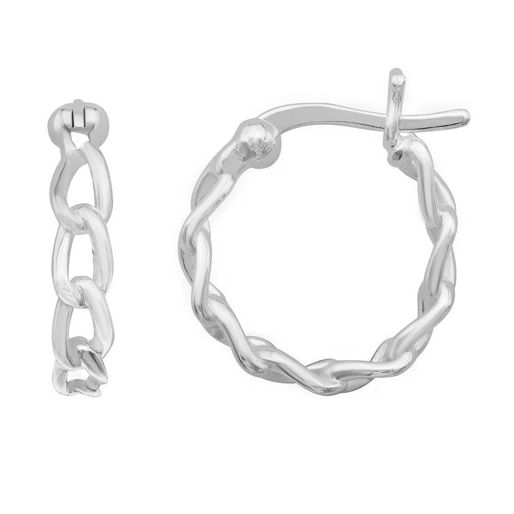 PRIMROSE Sterling Silver Chain Link Hoop Earrings, Women's, Size: 15 mm Product Image