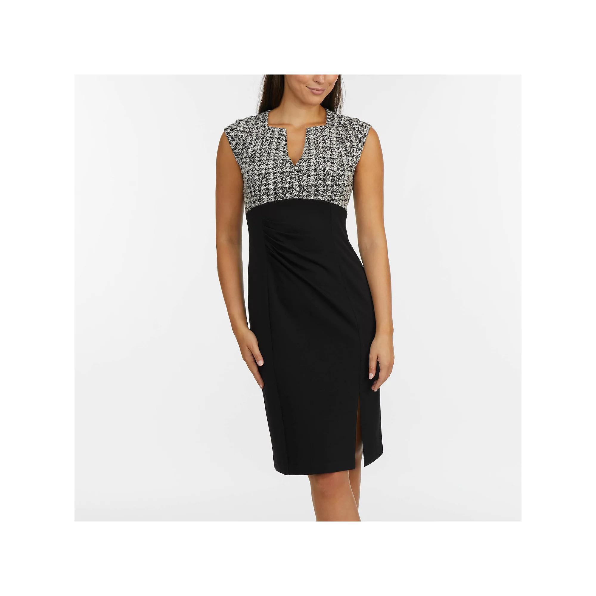 Women's Ellen Tracy Stretch Crepe Dress With A Pleated Waist Detail, Size: Large, Houndsto Product Image