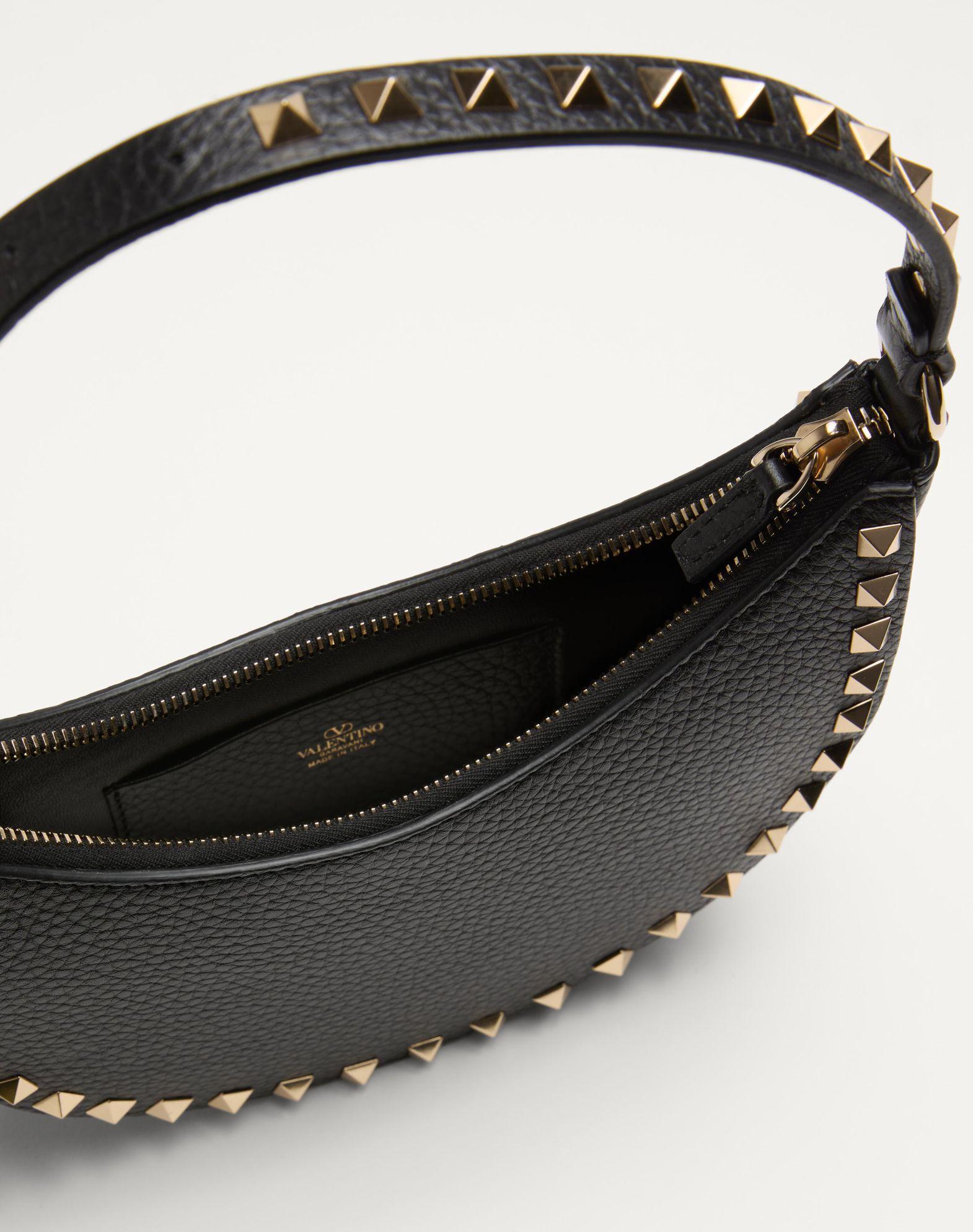 Mini Rockstud Hobo Bag In Grainy Calfskin Product Image