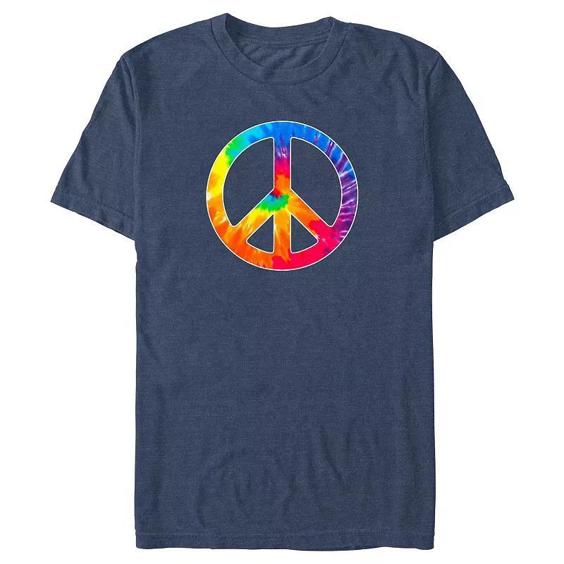 Big & Tall Peace Sign Tie Dye Print Graphic Tee, Men's, Size: 4XL, Navy Grey Product Image