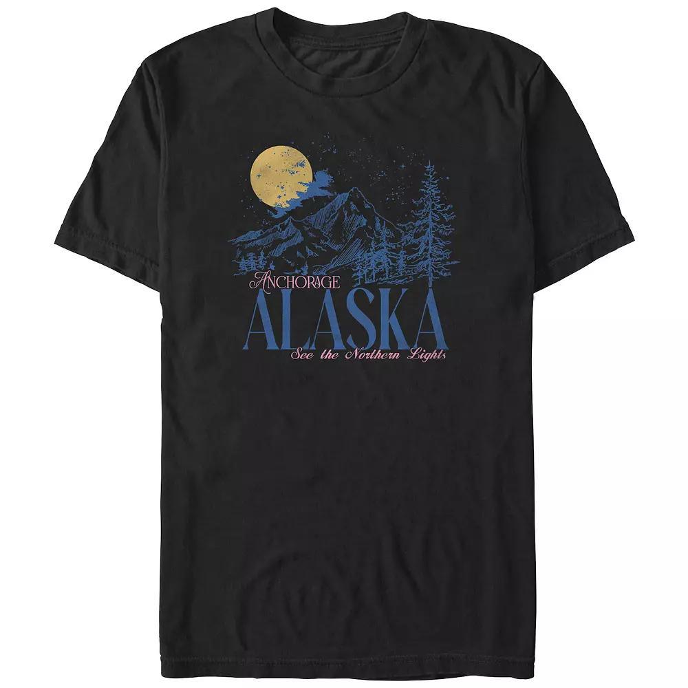 Big & Tall Anchorage Alaska See The Northern Lights Graphic Tee, Men's, Size: 3XB, Black Product Image