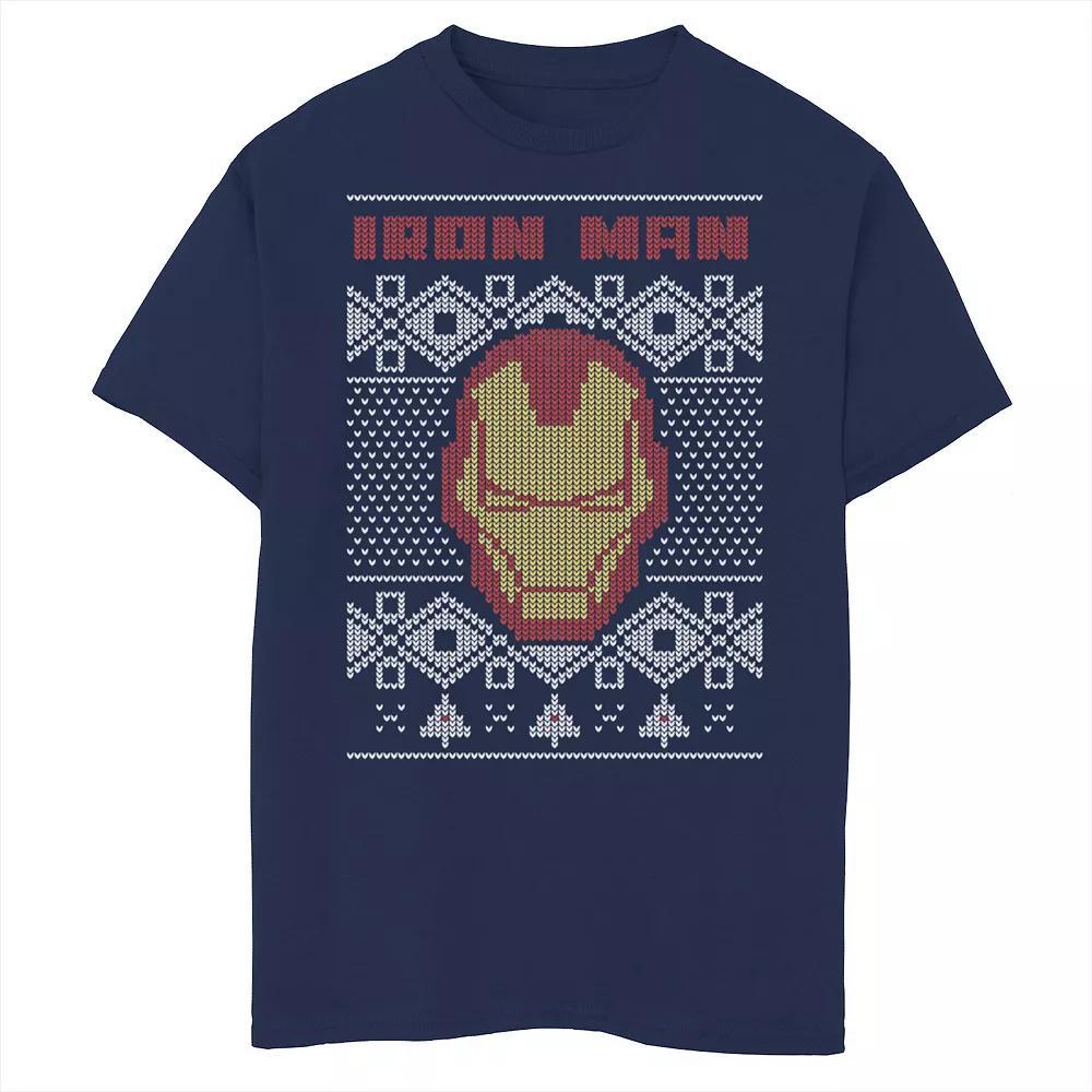 Boys 8-20 Marvel Christmas Iron Man Ugly Sweater Graphic Tee, Boy's, Size: XL, Black Product Image