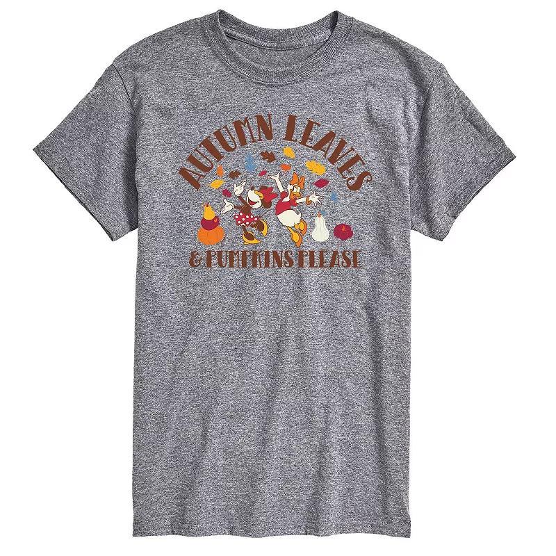 Disney's Minnie Mouse and Daisy Men's Autumn Leaves Graphic Tee, Size: Medium, Gray Product Image