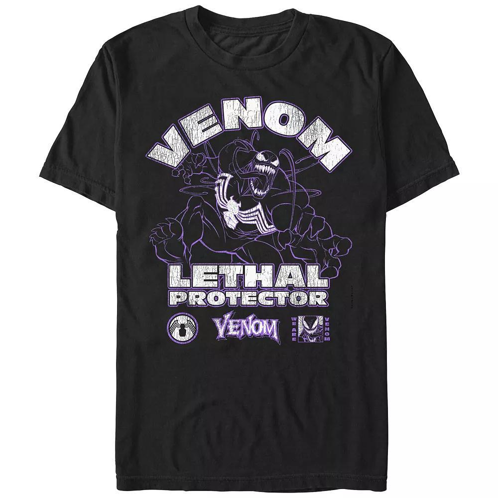 Men's Spider-Man Venom Lethal Protector Purple Lines Graphic Tee, Size: Medium, Black Product Image