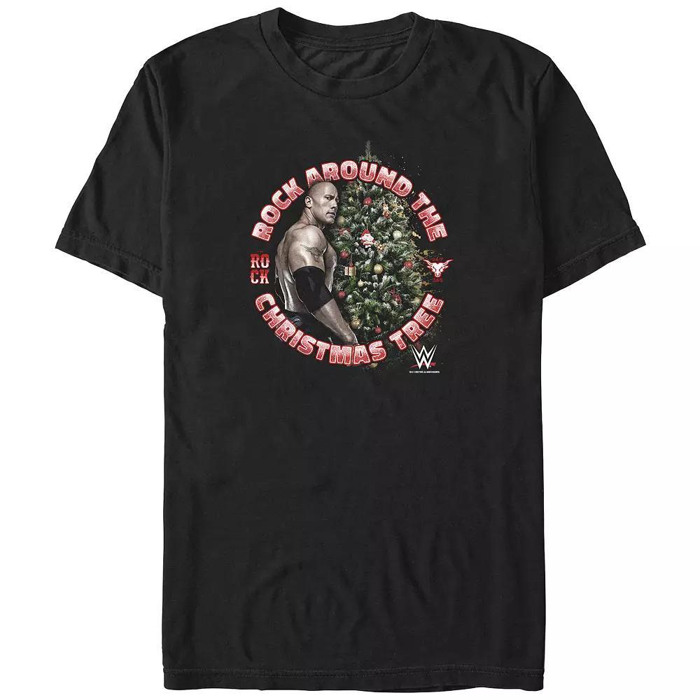 Big & Tall WWE Rock Around The Christmas Tree Graphic Tee, Men's, Size: XXL Tall, Black Product Image