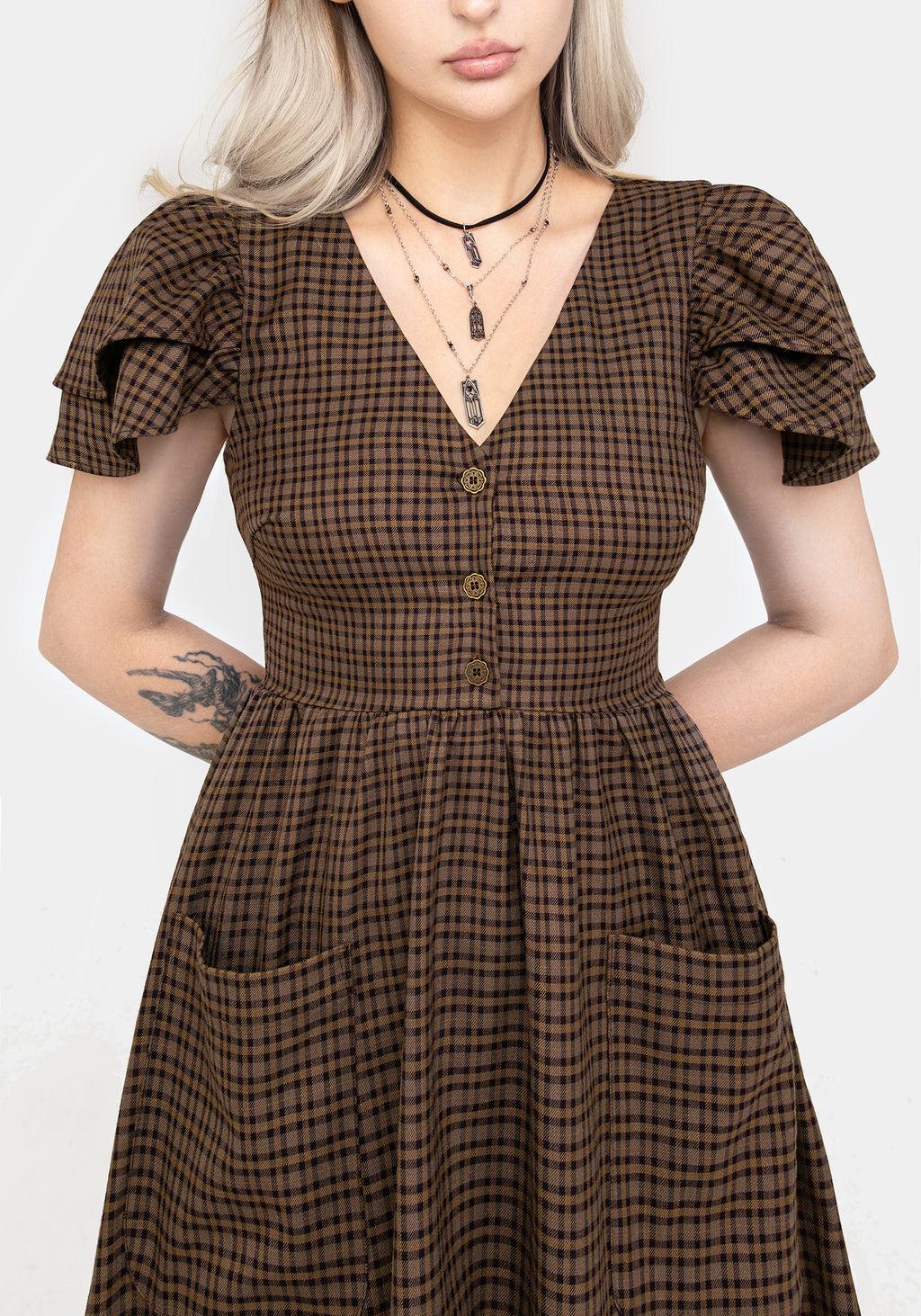 Sweetspire Check Button Up Midi Dress Product Image