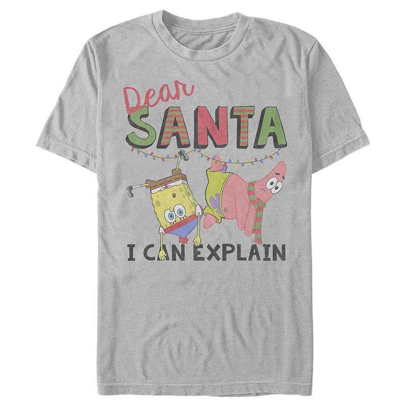 Men's SpongeBob SquarePants Santa I Can Explain Tee, Size: Medium, Silver Product Image