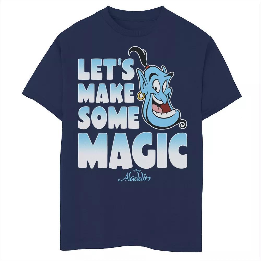 Disneys Aladdin Genie Mens Lets Make Some Magic Gradient Text Tee, Boys Blue Product Image