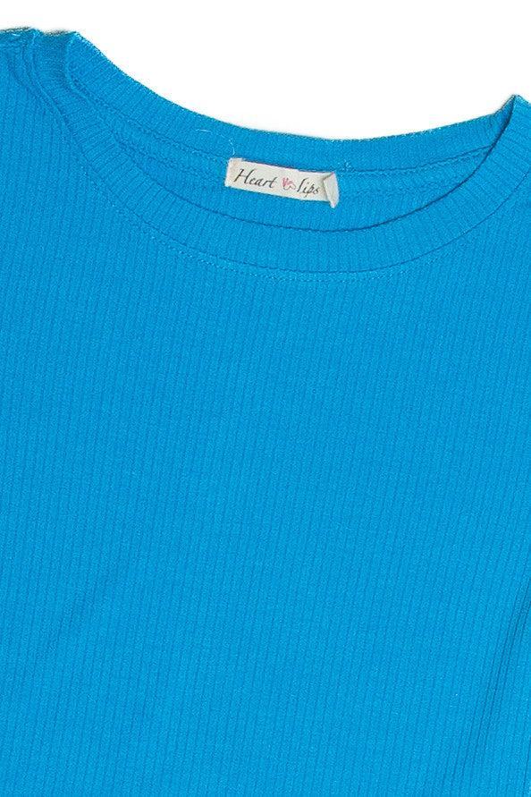 Azure Ribbed Crop Shirt Product Image