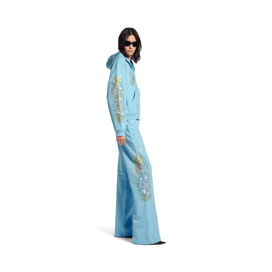 Women's Tacky Tattoo Zip-up Hoodie Small Fit in Light Blue Product Image